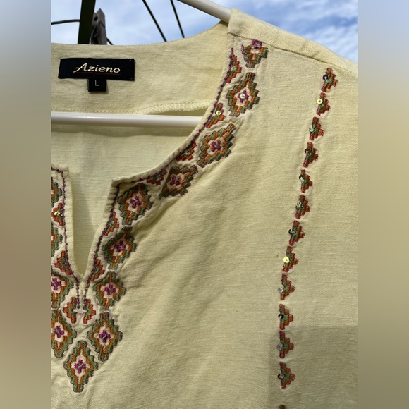 Yellow cotton stitched top - Picture 3 of 13